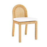 Amara Natural Rattan and Performance Fabric Arched Back Dining Chair Model: TOV-D21026
